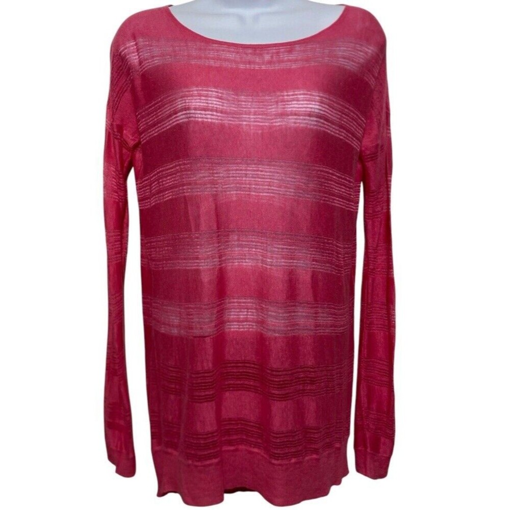 Theory Taoma Sweater Size P/TP US Size XS Designer Neon Pink Burnout Long Sleeve